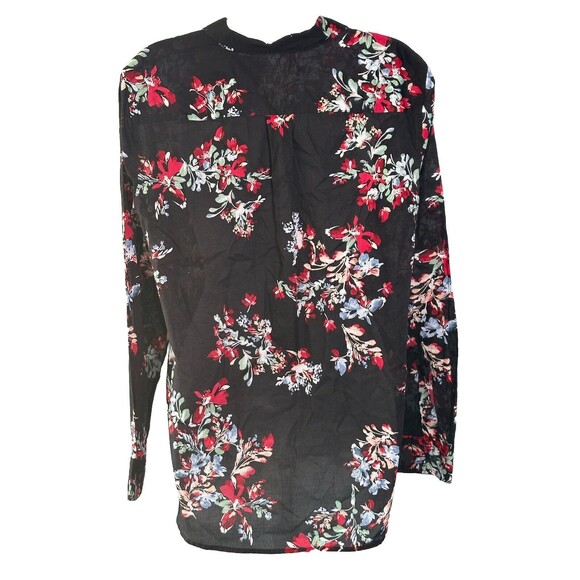 Lauren Ralph Lauren Blouse Size Large Floral Button Down Cotton Semi-Sheer Top - Picture 2 of 11